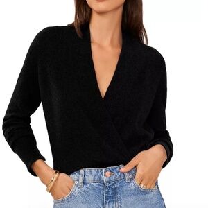 NWT 1.STATE Cross Front Black Long Sleeve Sweater - Size M